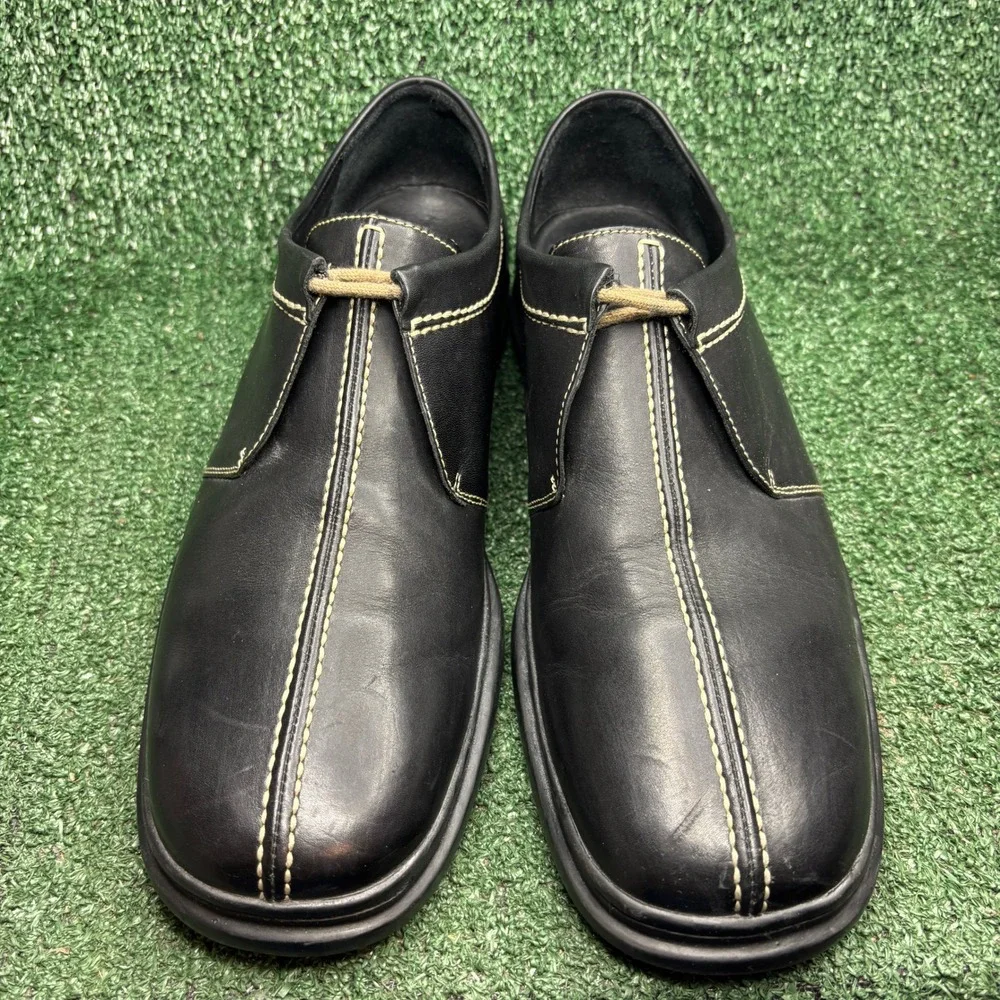 Cole Haan Leather Contrast Stitch Comfort Loafer Dress Shoe Black Mens Size 12 M
